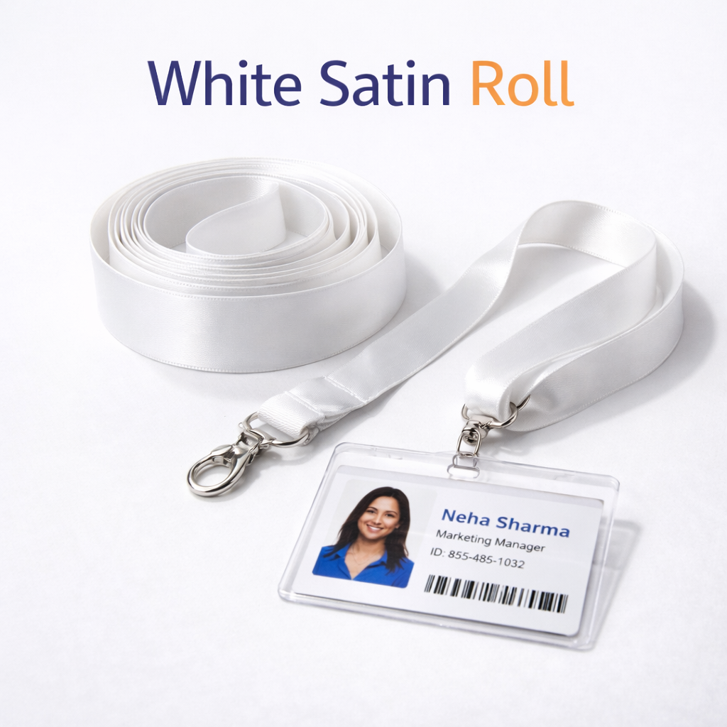 White Satin Lanyard Roll